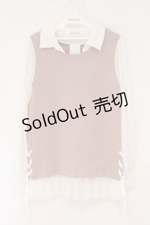 画像: axes femme / レイヤード風カットPO M ピンクベージュ×オフ O-26-02-17-022-AX-TO-IG-OS