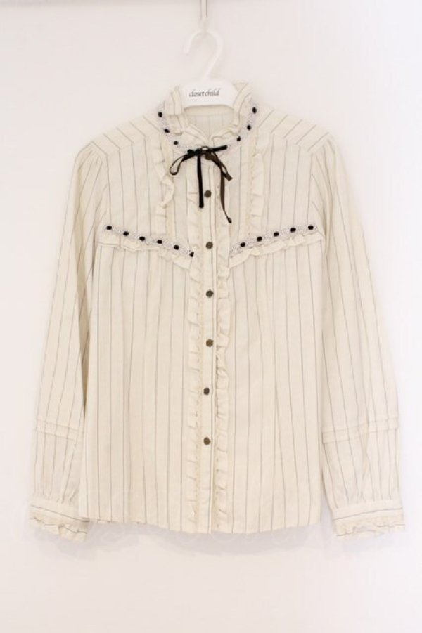 画像1: axes femme / バラ柄JQブラウス L オフシロ O-26-02-17-023-AX-BL-IG-OS (1)