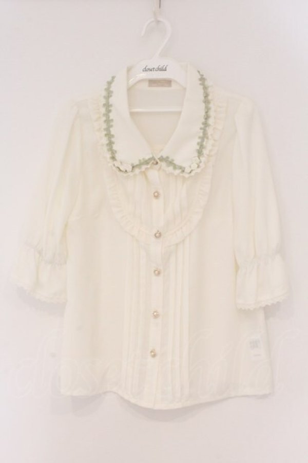 画像1: axes femme POETIQUE / 薔薇モチーフ付ブラウス M オフシロ O-26-02-17-024-AX-BL-IG-OS (1)