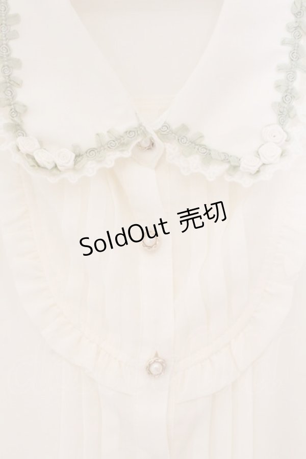 画像2: axes femme POETIQUE / 薔薇モチーフ付ブラウス M オフシロ O-26-02-17-024-AX-BL-IG-OS (2)