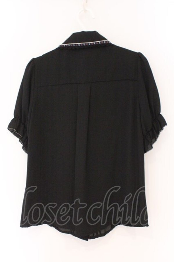 画像3: axes femme POETIQUE / ミッキー&ミニー刺繍襟半袖ブラウス M クロ×ネイビー O-26-02-17-026-AX-BL-IG-OS (3)