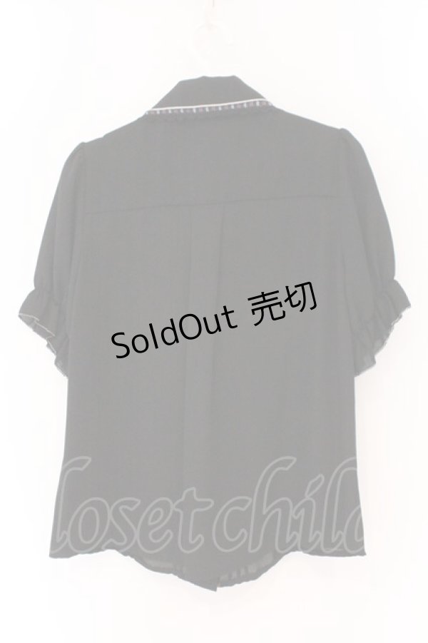 画像3: axes femme POETIQUE / ミッキー&ミニー刺繍襟半袖ブラウス M クロ×ネイビー O-26-02-17-026-AX-BL-IG-OS (3)