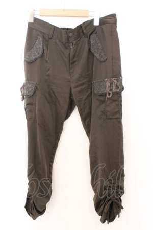 画像: axes femme / サテンカーゴギャザーパンツ L カーキグリーン O-26-02-18-034-AX-PA-IG-OS