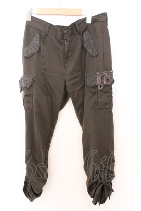 画像1: axes femme / サテンカーゴギャザーパンツ L カーキグリーン O-26-02-18-034-AX-PA-IG-OS (1)