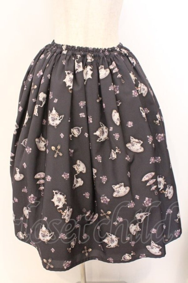 画像1: Enchantlic Enchantilly / すみれのお茶会エレガントスカート  クロ O-26-02-18-037-LO-SK-OW-OS (1)