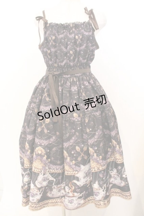 画像1: Enchantlic Enchantilly / すみれのお茶会ティアードジャンパースカート  クロ O-26-02-18-038-LO-OP-OW-OS (1)