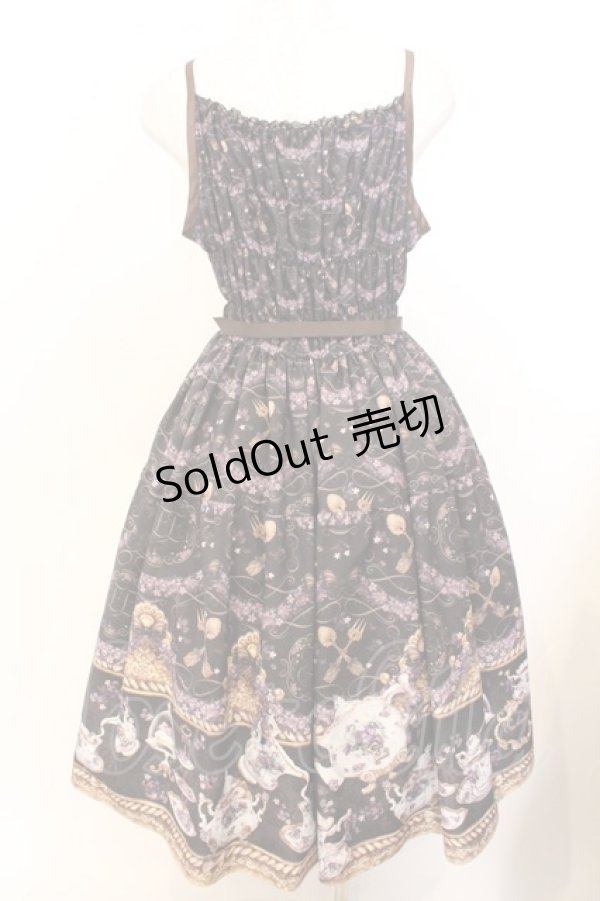 画像3: Enchantlic Enchantilly / すみれのお茶会ティアードジャンパースカート  クロ O-26-02-18-038-LO-OP-OW-OS (3)