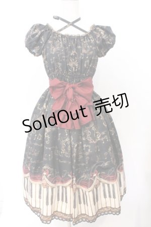 画像: Enchantlic Enchantilly / アンティークエレガンスピアノワンピース  クロ×ワイン O-26-02-18-041-LO-OP-OW-OS