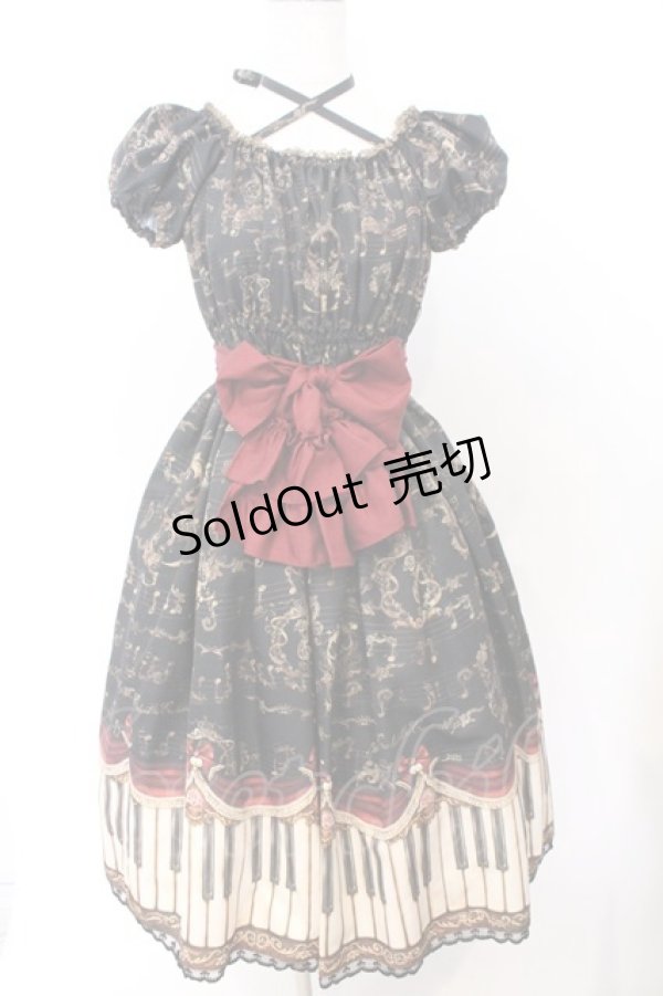 画像1: Enchantlic Enchantilly / アンティークエレガンスピアノワンピース  クロ×ワイン O-26-02-18-041-LO-OP-OW-OS (1)