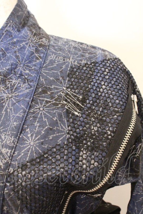 画像2: h.NAOTO / Psycho le Cemuコラボ五芒星ファンタジー浴衣風ジャケット・帯  ブルー×ブラック O-26-02-18-005-HN-OP-OW-OS (2)