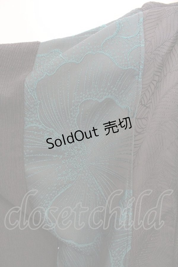 画像2: Qutie Frash / 着物ロングカーデ  ブラック×グリーン O-26-02-18-046-QU-TO-OW-OS (2)