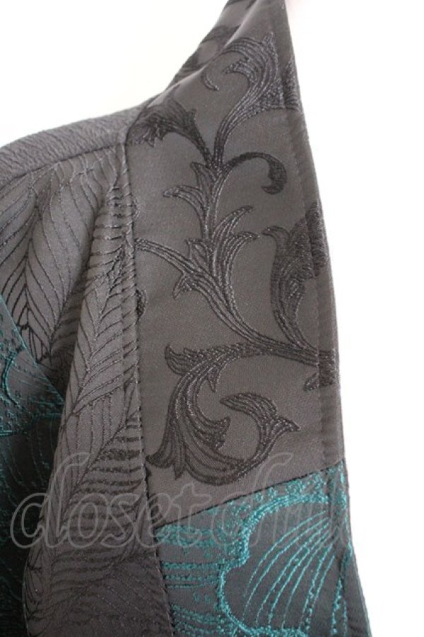 画像3: Qutie Frash / 着物ロングカーデ  ブラック×グリーン O-26-02-18-046-QU-TO-OW-OS (3)