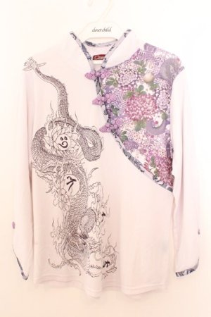 画像: Qutie Frash / ４店舗限定チャイナT  ホワイト×パープル O-26-02-18-050-QU-TS-OW-OS