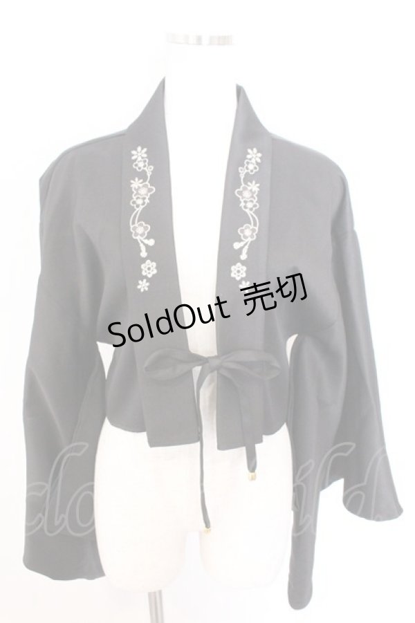 画像1: Amavel / 手まり遊びとシマエナガ和風羽織 F クロ O-26-02-18-055-CA-TO-OW-OS (1)