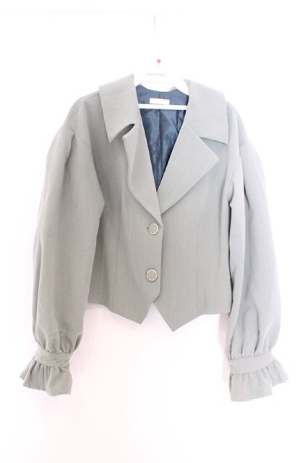 画像1: axes femme POETIQUE / レースアップボリューム袖ジャケット M グリーン O-26-02-18-1037-AX-JA-IG-OS (1)