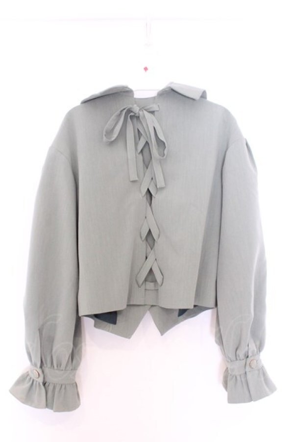 画像3: axes femme POETIQUE / レースアップボリューム袖ジャケット M グリーン O-26-02-18-1037-AX-JA-IG-OS (3)