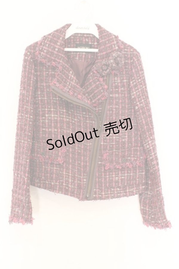 画像1: INGEBORG / ツイードライダースジャケット 9 ワイン系 O-26-02-18-1045-LO-JA-IG-OS (1)