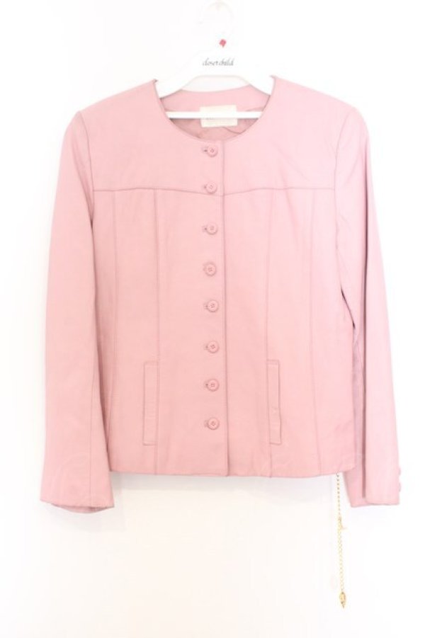 画像1: INGEBORG / ノーカラー羊皮ジャケット  ピンク O-26-02-18-1052-LO-JA-IG-OS (1)