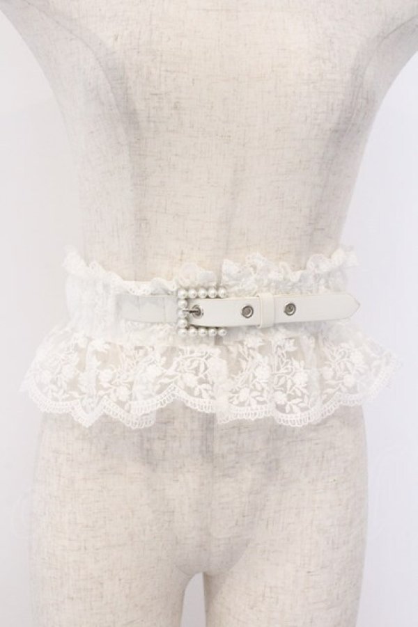 画像1: axes femme POETIQUE / レースゴムベルト  シロ O-26-02-18-1007-AX-ZA-IG-OS (1)