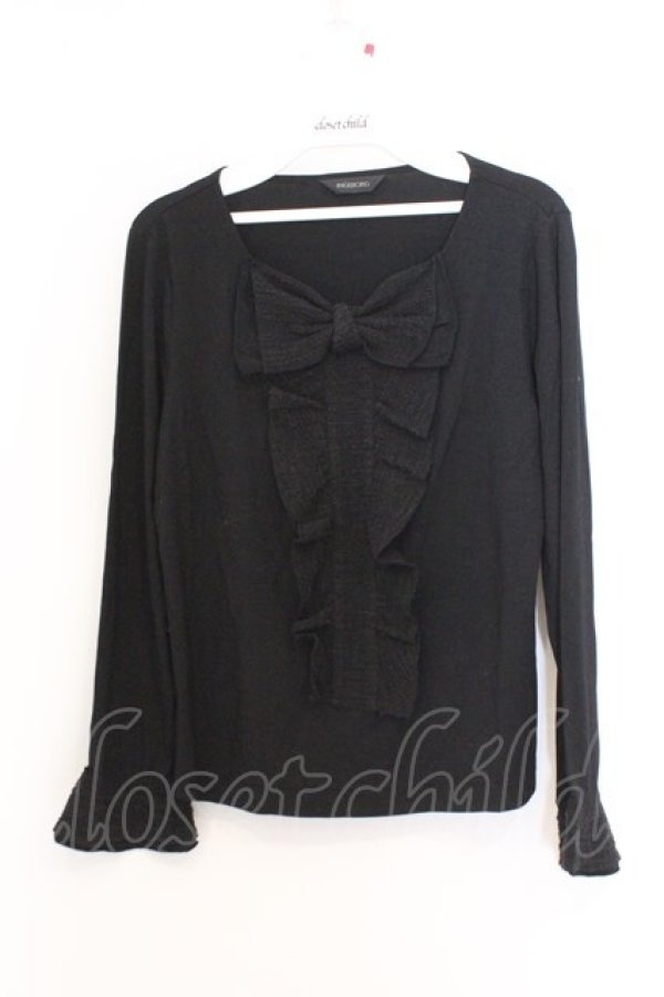 画像1: INGEBORG / リボン配色カットソー  クロ O-26-02-18-1054-LO-TO-IG-OS (1)