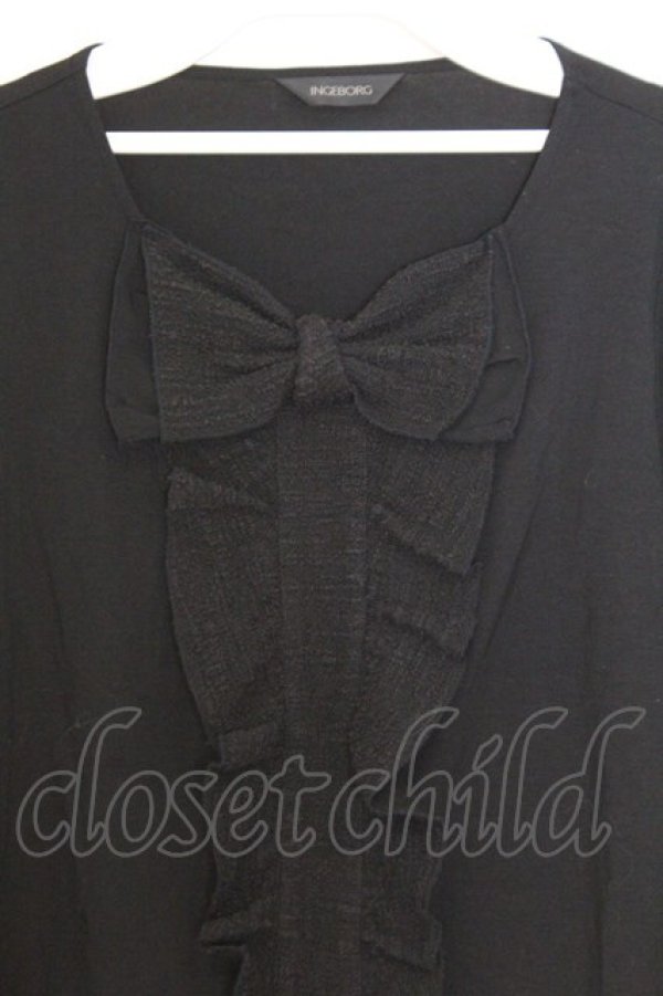 画像2: INGEBORG / リボン配色カットソー  クロ O-26-02-18-1054-LO-TO-IG-OS (2)