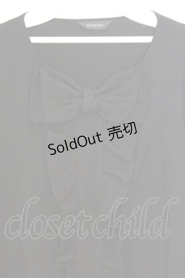 画像2: INGEBORG / リボン配色カットソー  クロ O-26-02-18-1054-LO-TO-IG-ZT626 (2)