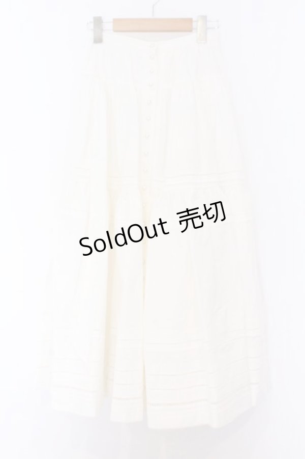 画像1: KANEKO ISAO / パールボタン前開きスカート  オフシロ O-26-02-18-1058-EL-SK-IG-OS (1)