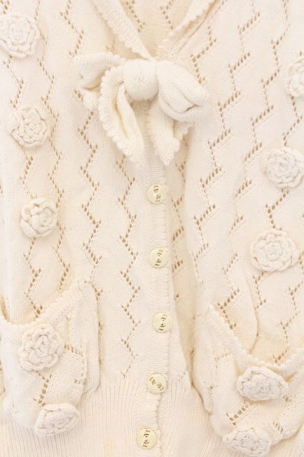 画像2: PINK HOUSE / 椿モチーフセーラーカーディガン  アイボリー O-26-02-18-1067-LO-TO-IG-OS (2)