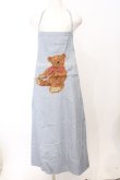 画像1: WONDERFUL WORLD / くま刺繍エプロン  ブルー O-26-02-18-1009-LO-OP-IG-OS (1)