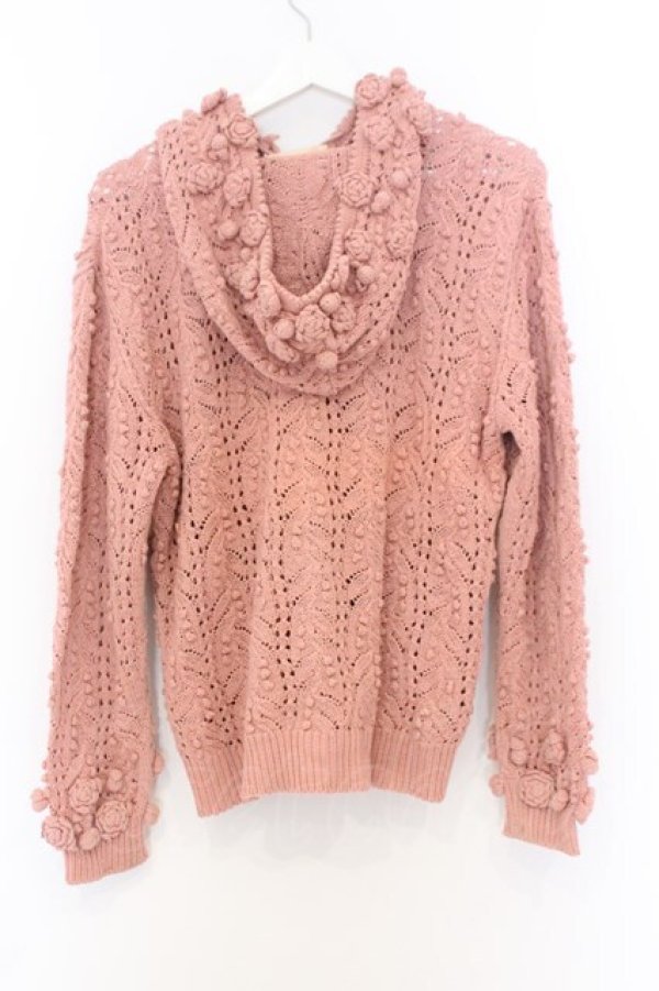 画像4: PINK HOUSE / 椿モチーフフード透かし編みカーディガン  ピンク O-26-02-18-1073-LO-TO-IG-OS (4)