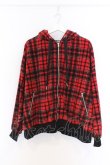 画像1: Candy Stripper / FLUFFY CHECK ZIP UP HOODIE パーカー 2 レッド O-26-02-18-1075-PU-TO-YM-OS (1)