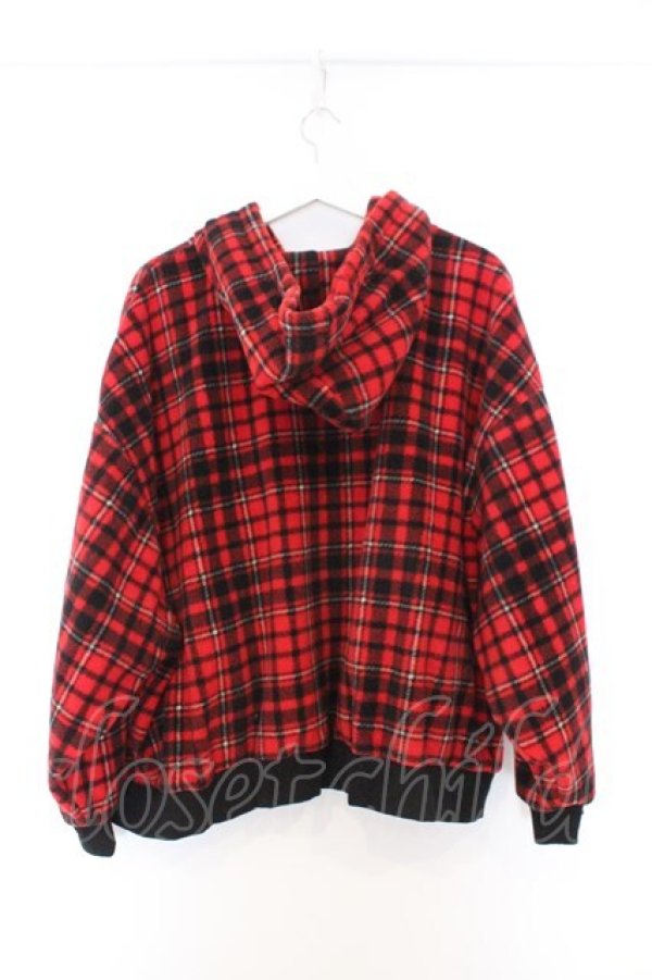 画像3: Candy Stripper / FLUFFY CHECK ZIP UP HOODIE パーカー 2 レッド O-26-02-18-1075-PU-TO-YM-OS (3)