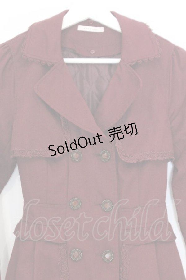 画像2: axes femme / ファー襟トレンチコート M ワイン O-26-02-18-1077-AX-CO-OW-OS (2)