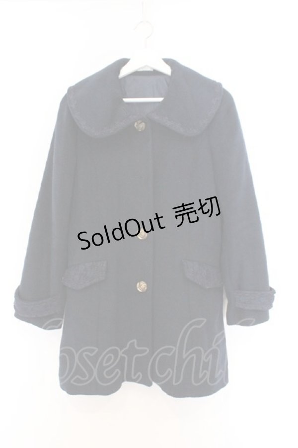 画像1: axes femme / 薔薇ボタン丸襟コート M ネイビー O-26-02-18-1078-AX-CO-OW-ZTC16 (1)