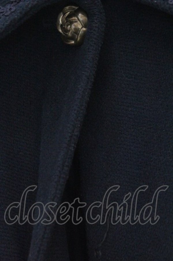 画像2: axes femme / 薔薇ボタン丸襟コート M ネイビー O-26-02-18-1078-AX-CO-OW-OS (2)