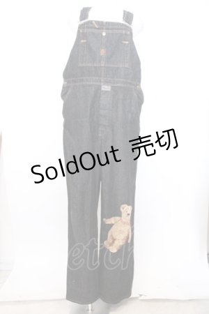 画像: MEN'S KANEKO ISAO / くま刺繍デニムサロペット  クロ系 O-26-02-18-1010-PU-OP-IG-OS