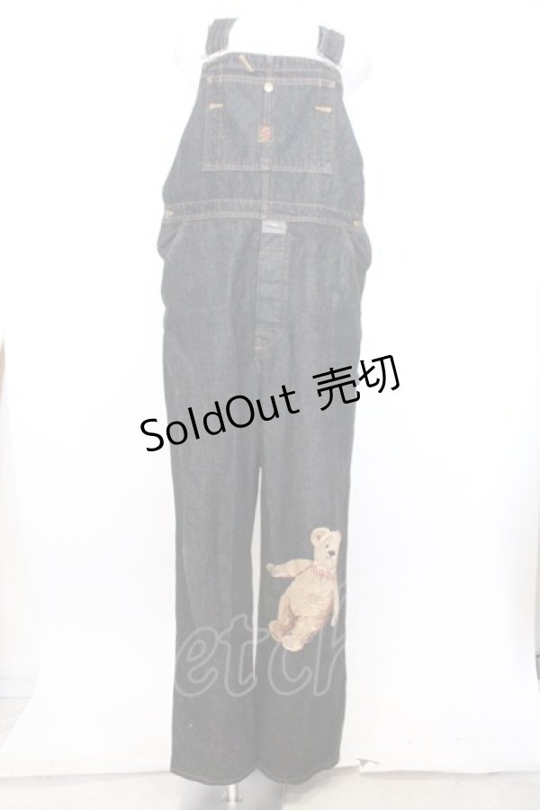 画像1: MEN'S KANEKO ISAO / くま刺繍デニムサロペット  クロ系 O-26-02-18-1010-PU-OP-IG-OS (1)