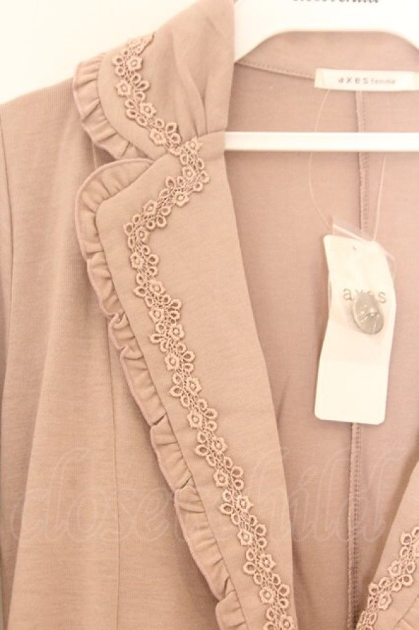 画像2: axes femme / 裾レース使いカットジャケット M ピンクベージュ O-26-02-18-1097-AX-JA-OW-OS (2)