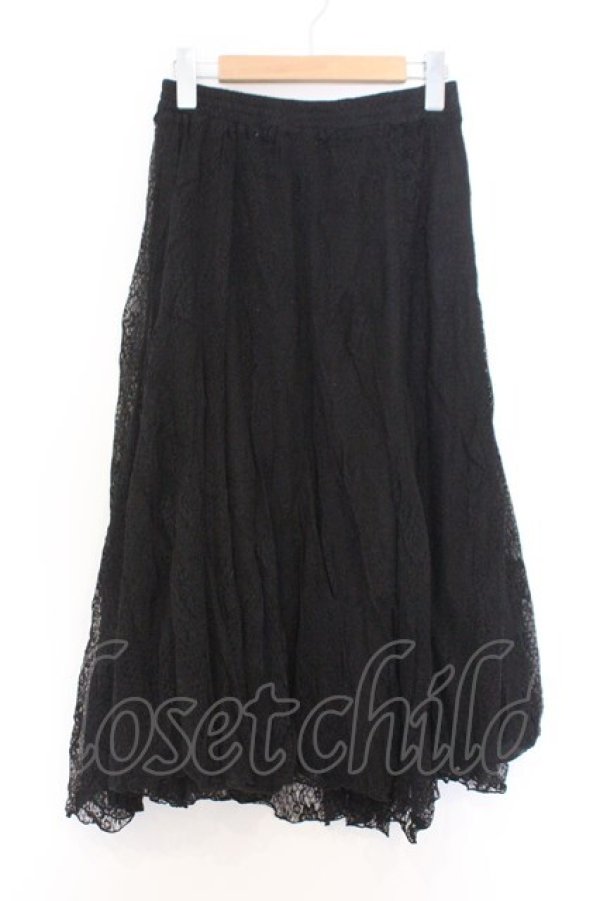 画像1: axes femme / レーシーロングスカート  クロ O-26-02-18-1012-AX-SK-IG-OS (1)