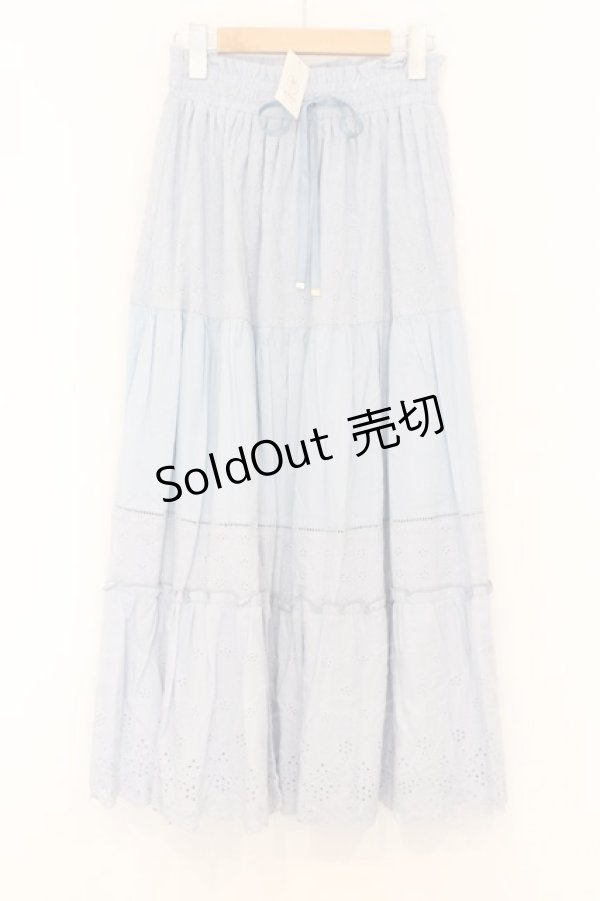 画像1: axes femme POETIQUE / コットンレースティアードスカート  サックス O-26-02-18-1015-AX-SK-IG-OS (1)