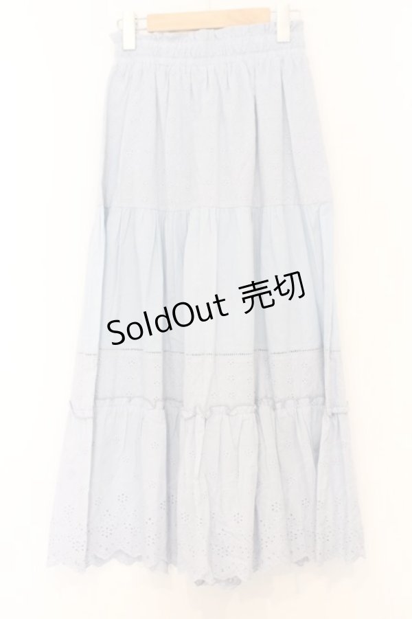 画像3: axes femme POETIQUE / コットンレースティアードスカート  サックス O-26-02-18-1015-AX-SK-IG-OS (3)