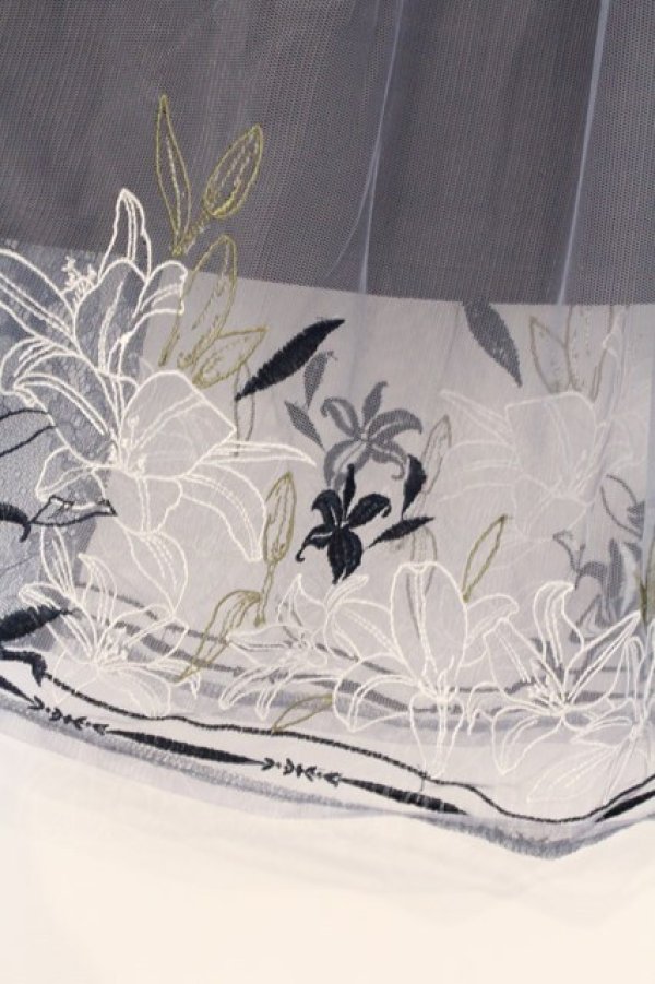 画像2: axes femme / リリー柄チュール刺繍スカート  ブルー O-26-02-18-1016-AX-SK-IG-OS (2)