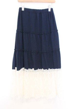 画像: axes femme / 裾レースティアードスカート  ネイビー O-26-02-18-1017-AX-SK-IG-OS