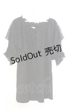 画像: axes femme / レース襟楊柳シフォンプルオーバー  クロ O-26-02-18-1018-AX-TO-IG-OS