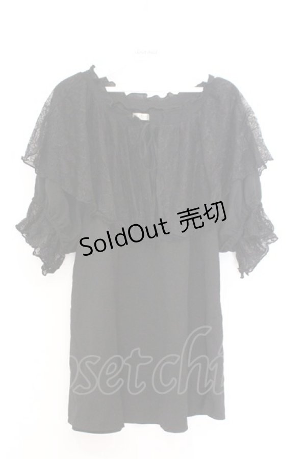 画像1: axes femme / レース襟楊柳シフォンプルオーバー  クロ O-26-02-18-1018-AX-TO-IG-OS (1)