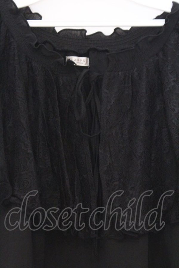 画像2: axes femme / レース襟楊柳シフォンプルオーバー  クロ O-26-02-18-1018-AX-TO-IG-OS (2)