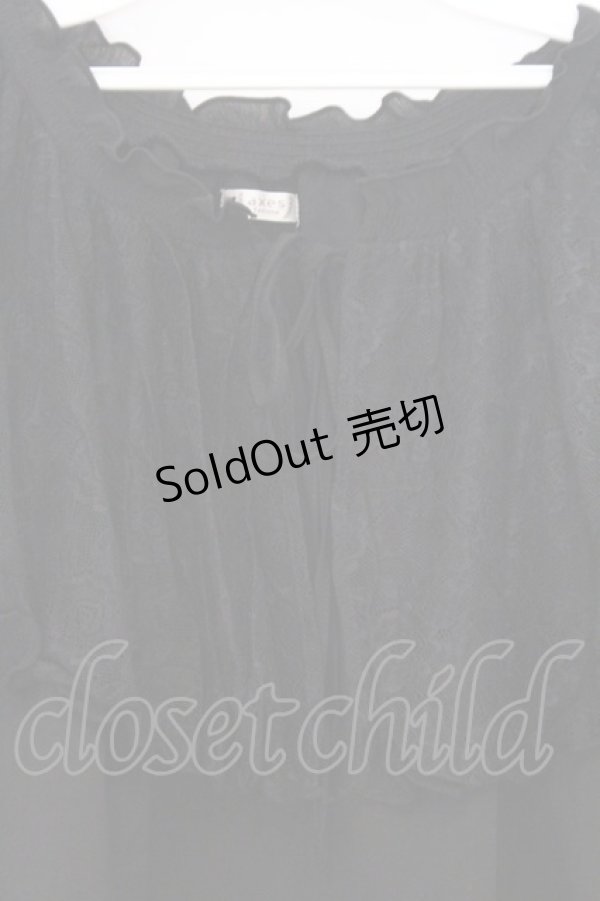 画像2: axes femme / レース襟楊柳シフォンプルオーバー  クロ O-26-02-18-1018-AX-TO-IG-OS (2)