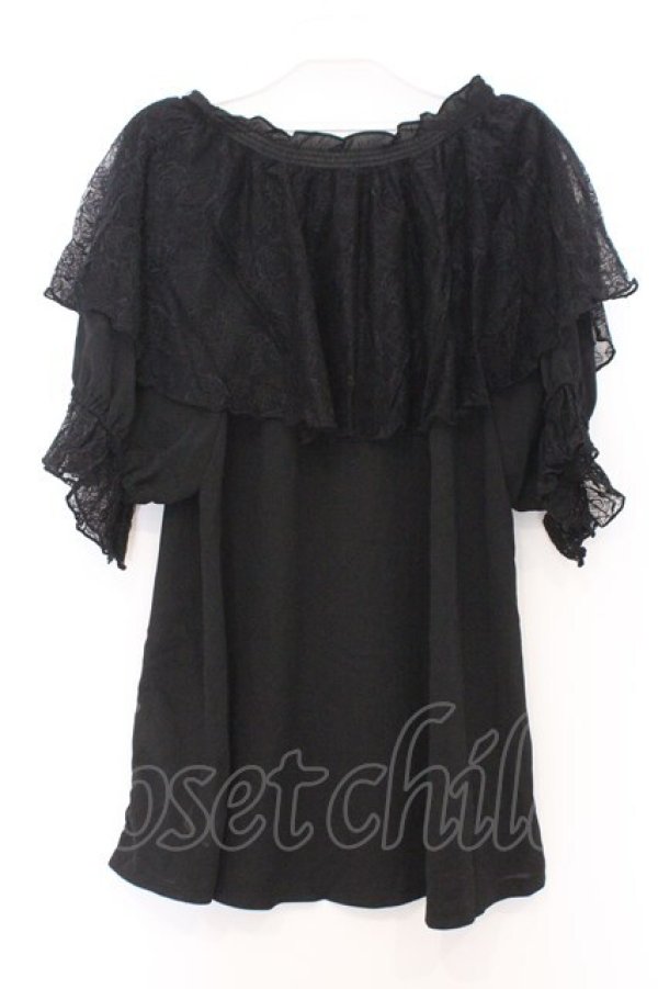 画像3: axes femme / レース襟楊柳シフォンプルオーバー  クロ O-26-02-18-1018-AX-TO-IG-OS (3)