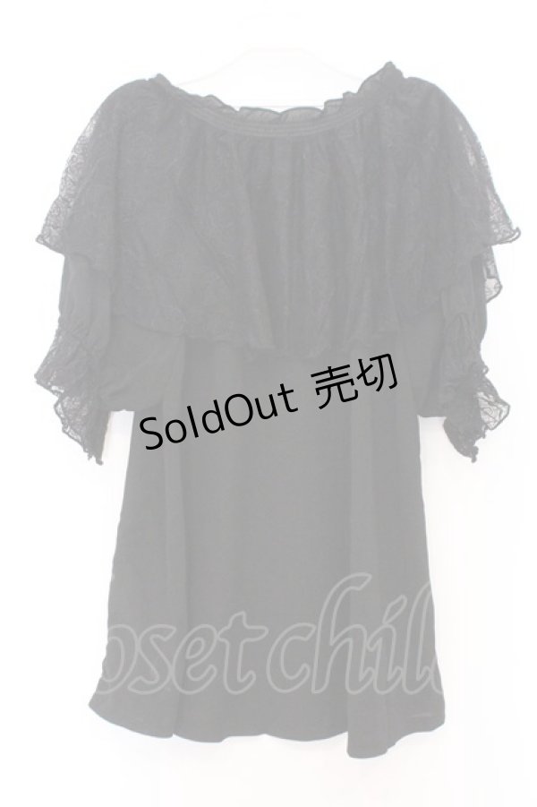 画像3: axes femme / レース襟楊柳シフォンプルオーバー  クロ O-26-02-18-1018-AX-TO-IG-OS (3)
