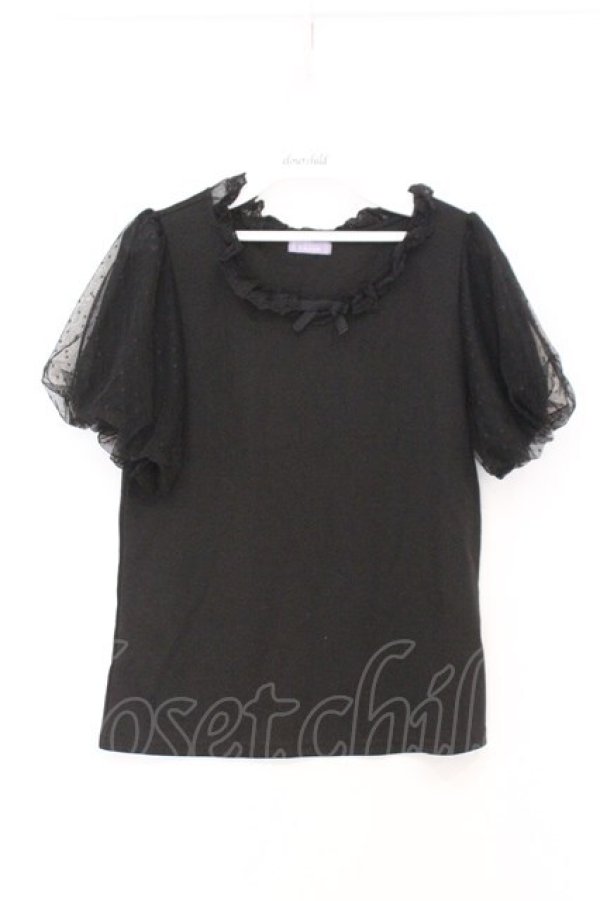 画像1: axes femme kawaii / チュールフリルカットソー  クロ O-26-02-18-1020-AX-TO-IG-OS (1)